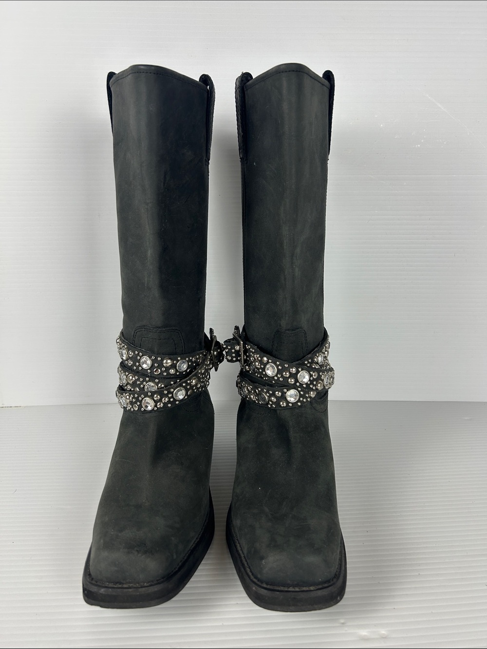 Rocket Dog Black Mid-Calf Studded Wrap Boots